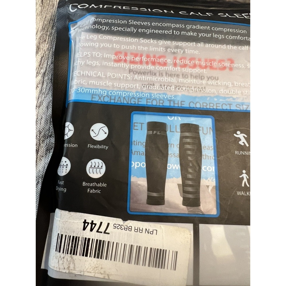 powerlix compression calf sleeves S/M Black - Picture 8 of 8